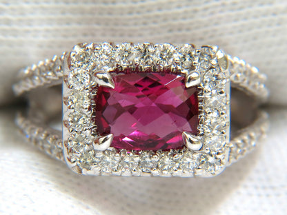 2.73CT NATURAL BRIGHT PINK TOURMALINE DIAMOND RING SPLIT SHANK 14KT *v