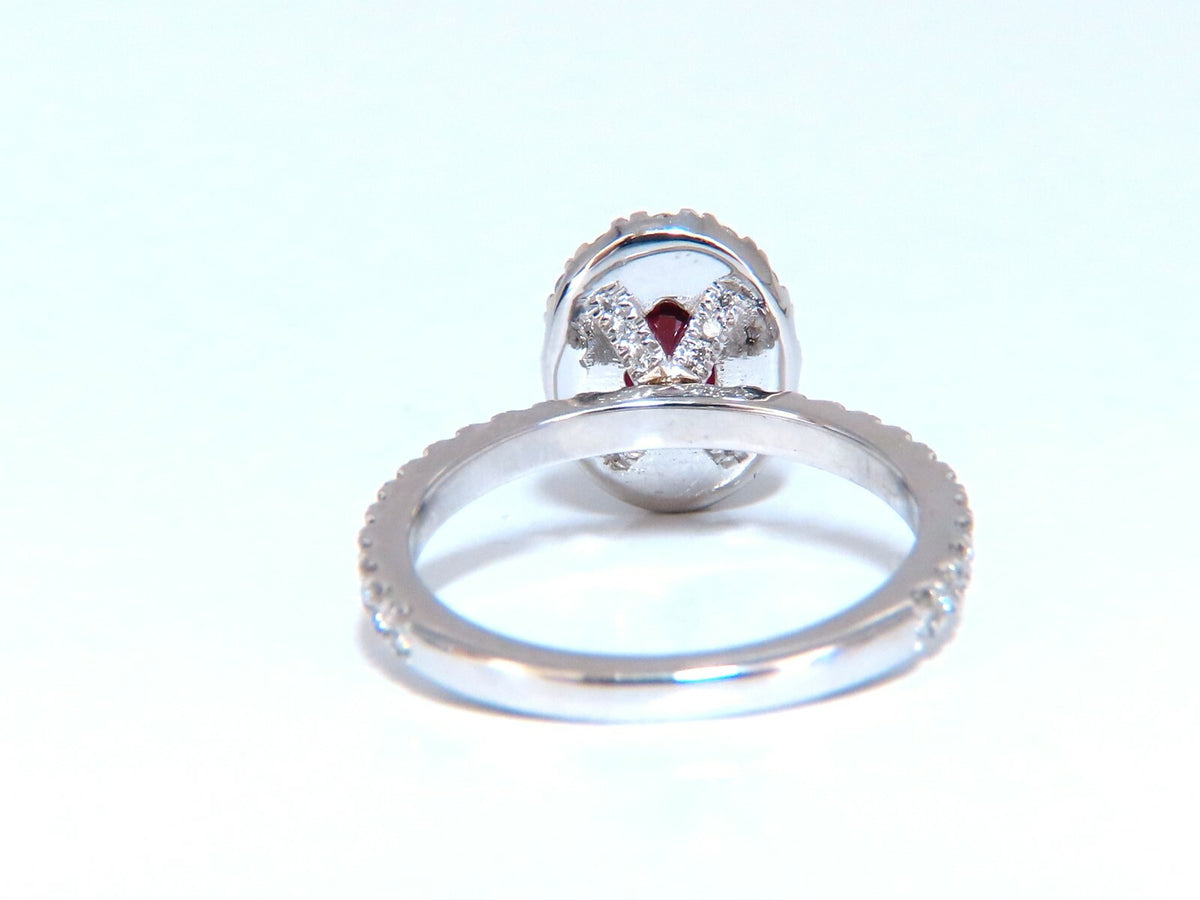 GIA Certified Thailand Ruby 1.71ct  Halo Diamond ring 18kt Vivid Red Prime*v