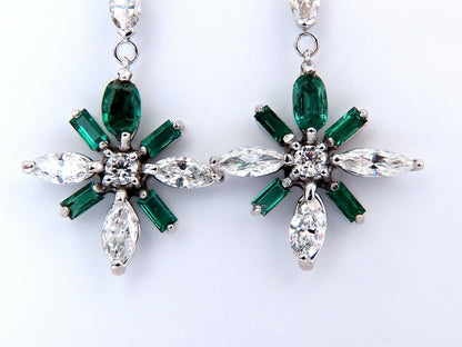 5.50ct Natural Round Emeralds Diamond Earrings 14kt Snowflake *v