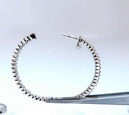 1.50ct Natural Diamond Hoop Earrings 14kt White Gold 1.35 inch *v