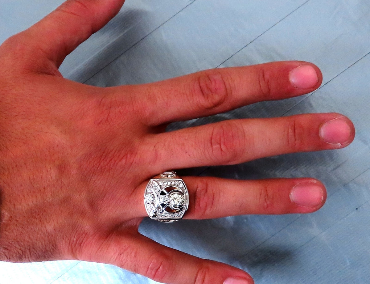 .55ct. mens natural round diamond ring 14kt gold Gothic *v