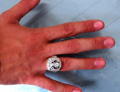 .55ct. mens natural round diamond ring 14kt gold Gothic *v