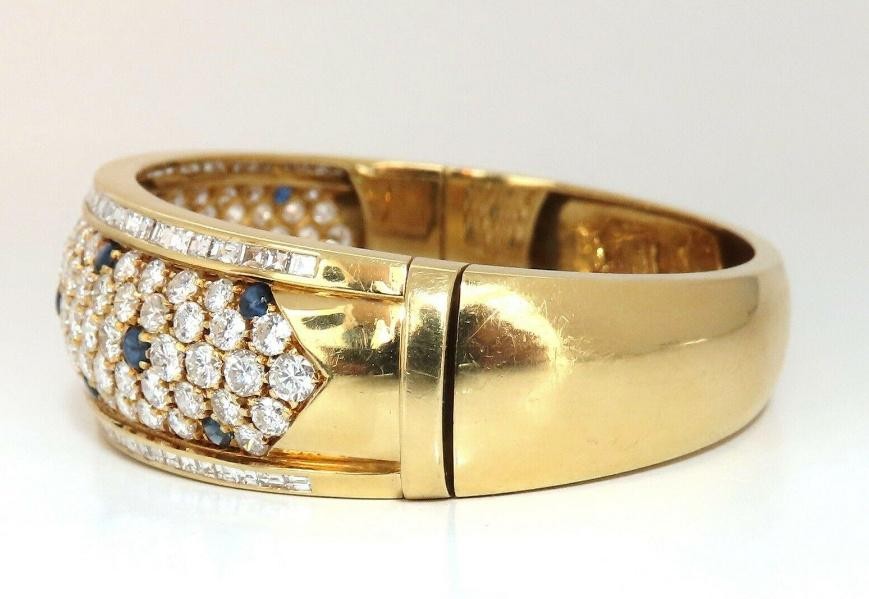 15.50ct. Natural Sapphire Diamonds Bangle Bracelet 18kt 12354 *v