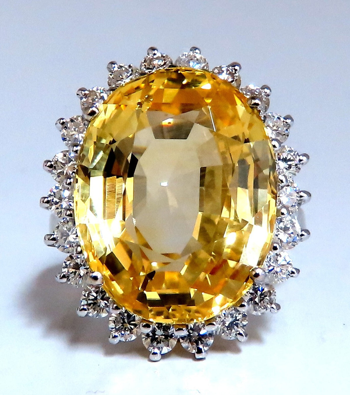 20.17ct GIA Certified Natural No Heat Yellow Sapphire diamonds ring 18kt *V