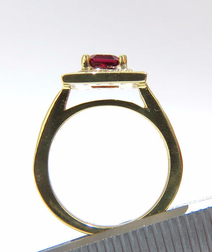 GIA Certified 1.51ct Asscher cut vivid red ruby 2.00ct diamonds ring 18kt *v