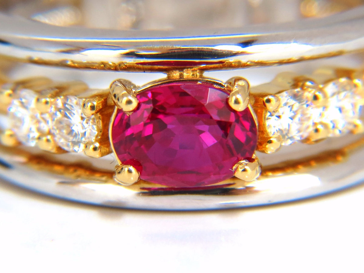 GIA Certified 1.30ct natural vivid red Burma ruby diamonds ring 18kt coil wrap*v