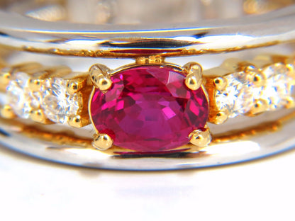 GIA Certified 1.30ct natural vivid red Burma ruby diamonds ring 18kt coil wrap*v