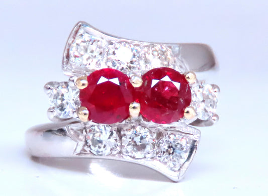 1.10ct Natural Ruby Diamonds Crossover Deco Ring 14kt Gold 12439 *v
