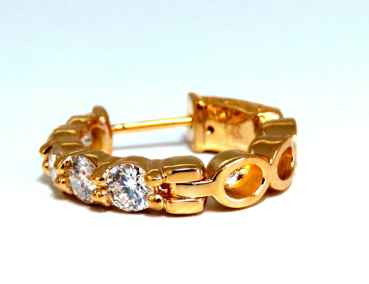 1.80ct Natural Round Diamond mini hoop earrings 14kt yellow gold Dime *v