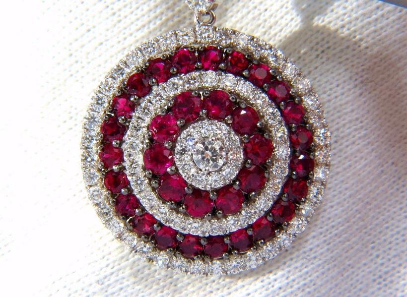 9.74ct Natural Ruby Diamond Dangling Earrings 18kt Roulette Bullseye 12323 *v