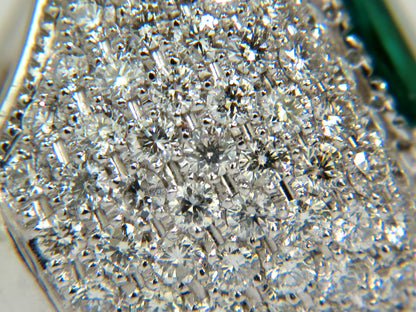 17.60CT 18K GOLD NATURAL FINE GREEN EMERALD DIAMOND 3D DOME RING *v