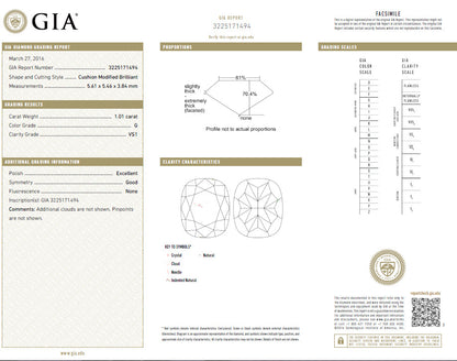 GIA Certified 1.00ct 1.01ct Square Halo Cushion cut diamond stud earrings 14k *v
