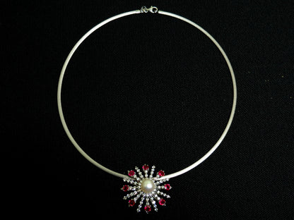 5.75CT NATURAL GEM RUBY DIAMOND 3D STAR BURST PEARL PENDANT *v