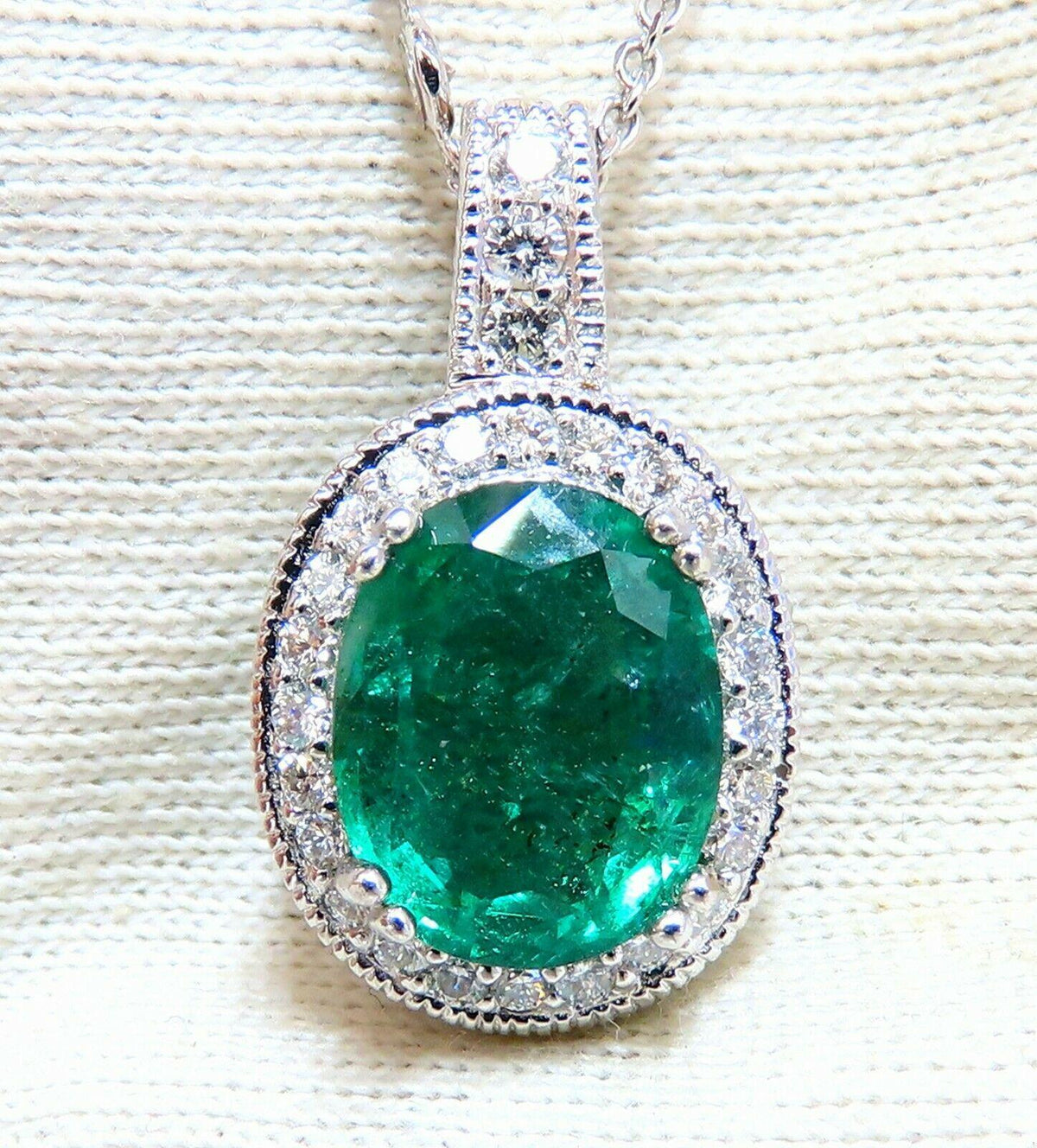 GIA Certified 4.63ct Natural Emerald Diamonds Necklace 14kt gold 11253 *v