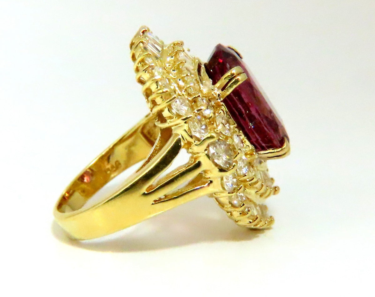 GIA Certified 8.12ct Natural No Heat Spinel 6.00ct Diamonds Ring 18Kt*v