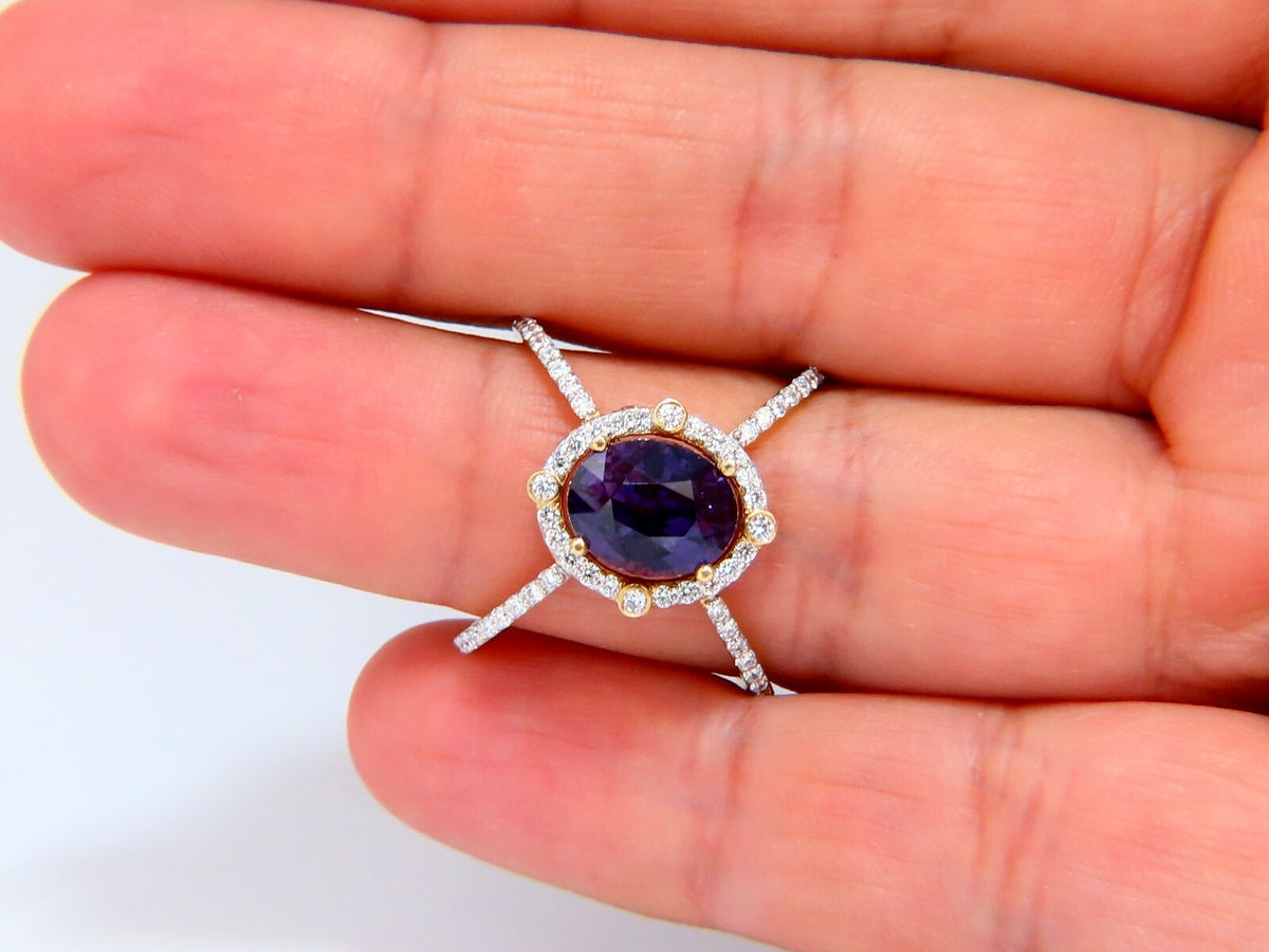 GIA Certified 3.96ct Natural Vivid purple sapphire diamonds ring *v