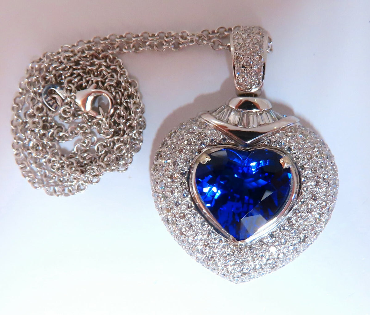 GIA Certified 8.50ct Natural Heart Tanzanite Diamond Necklace 14kt Gold Prime *v