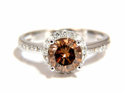 1.78ct natural fancy vivid orange brown diamond ring 18kt *v