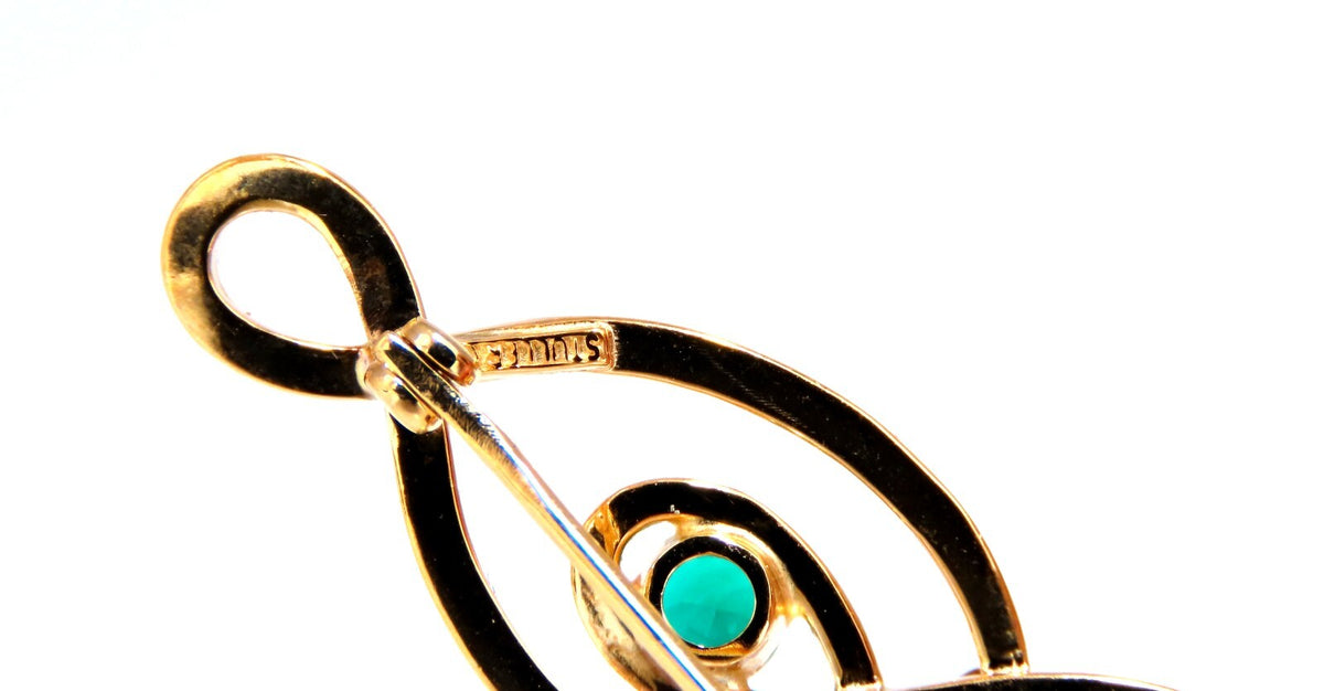 Natural Trilliant Diamond Emerald Infinity Pin 14kt *v