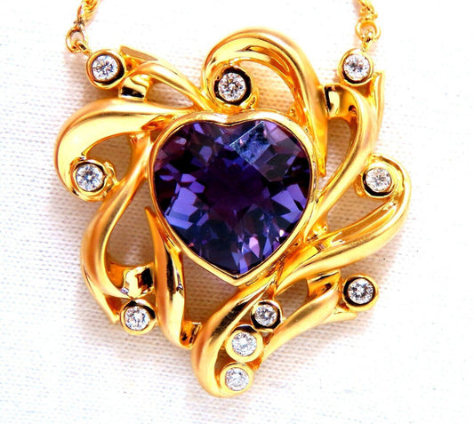 6 carat natural heart amethyst modified Royal Crest deco necklace 14kt *v
