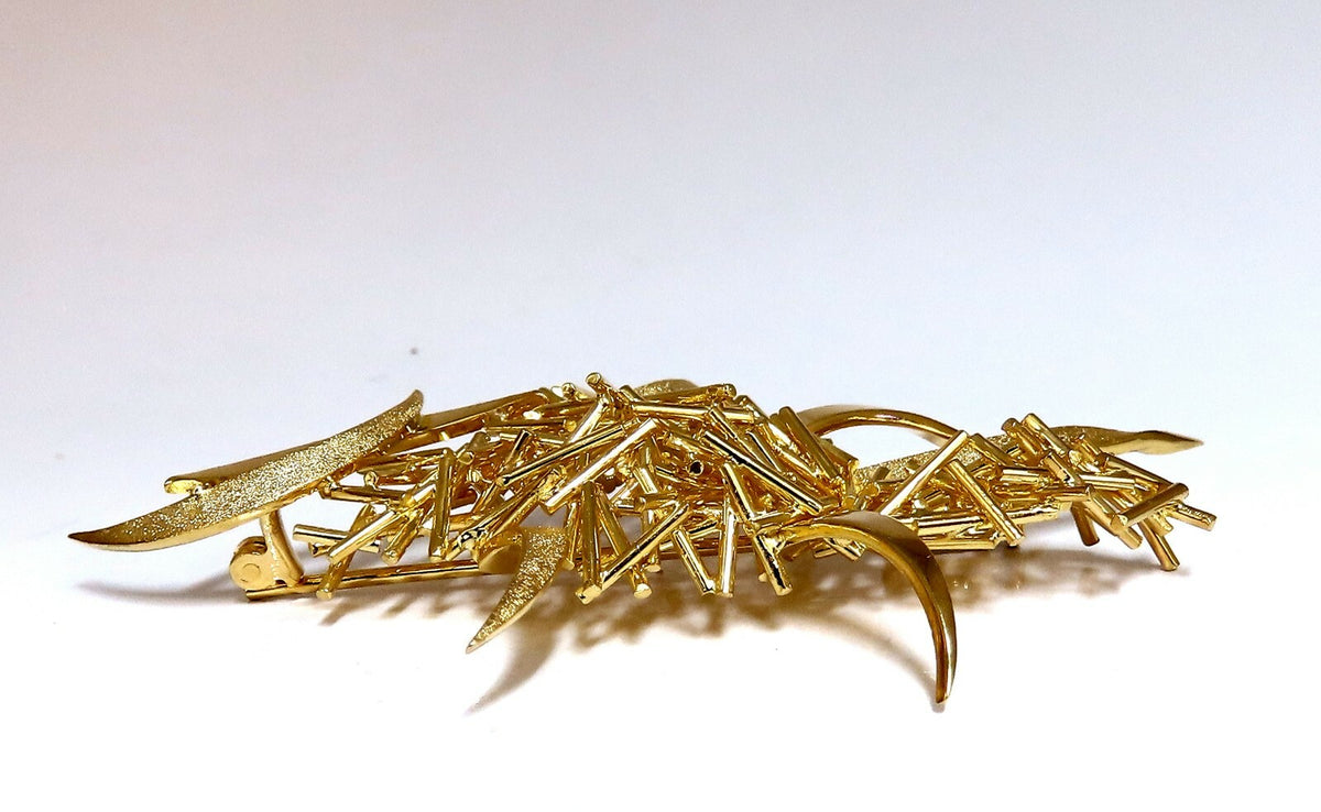 Modern Hand Made Fused Gold Sticks Pin 18 Karat *v