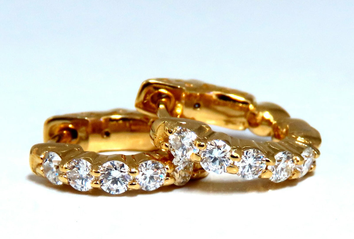 .50ct natural round diamonds inside out hoop earrings button 14 karat .5 inch *v