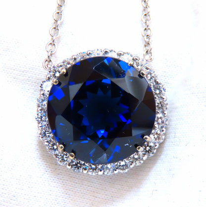 20.09ct Lab Round Blue Sapphire Diamonds pendant 14kt *v