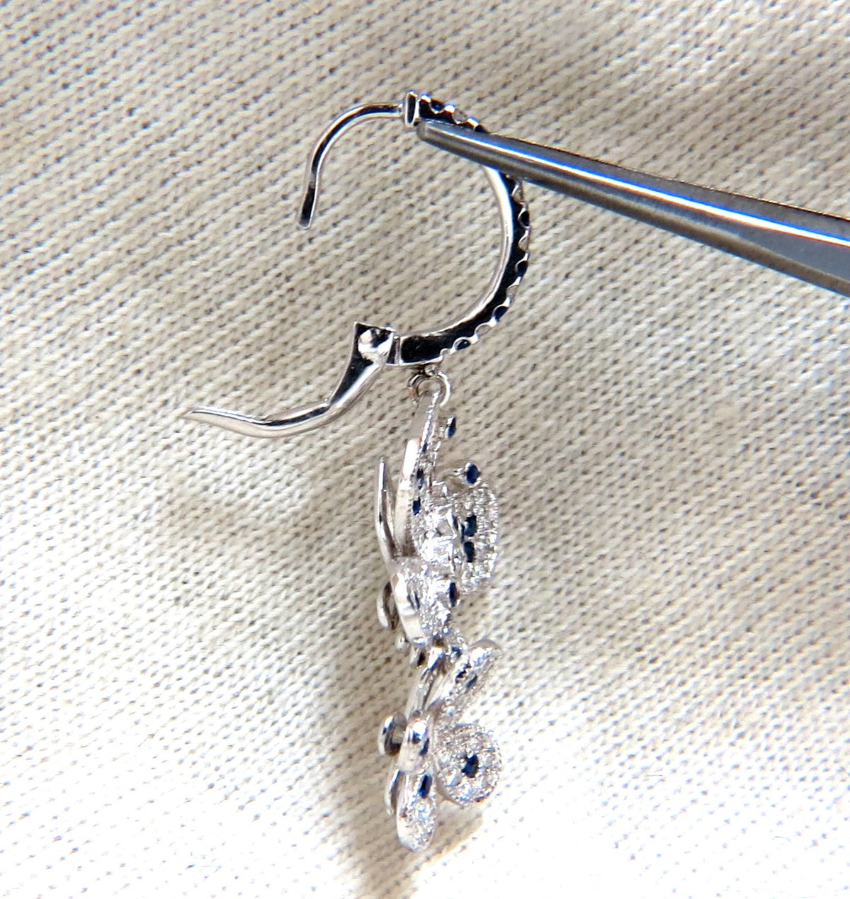 1.90ct Natural Sapphire Diamond Butterfly Dangle Earrings 14kt *v