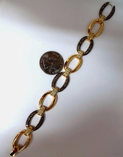 5.30ct natural fancy yellow & brown diamond link bracelet 14kt 12241 *v