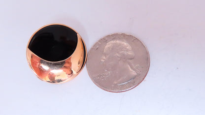 Onyx Panda Eyes Round Stud Earrings 14kt gold 12629 *v