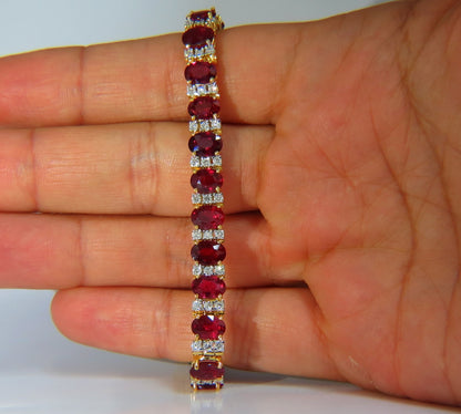 21.86ct NATURAL FINE VIVID RED RUBY DIAMONDS TENNIS BRACELET CLASSIC 14kt *v