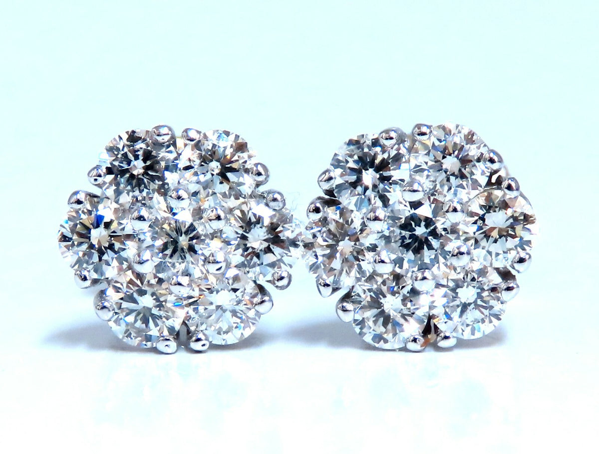 2ct Natural Diamonds Cluster Earrings 14kt *v