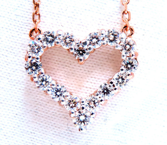 .74ct natural diamonds open heart necklace 14kt g/vs *v