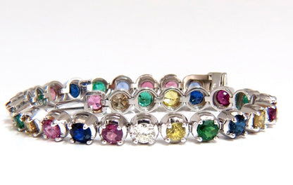 10.30ct natural ruby emerald sapphires diamond tennis bracelet 14kt gem line *v