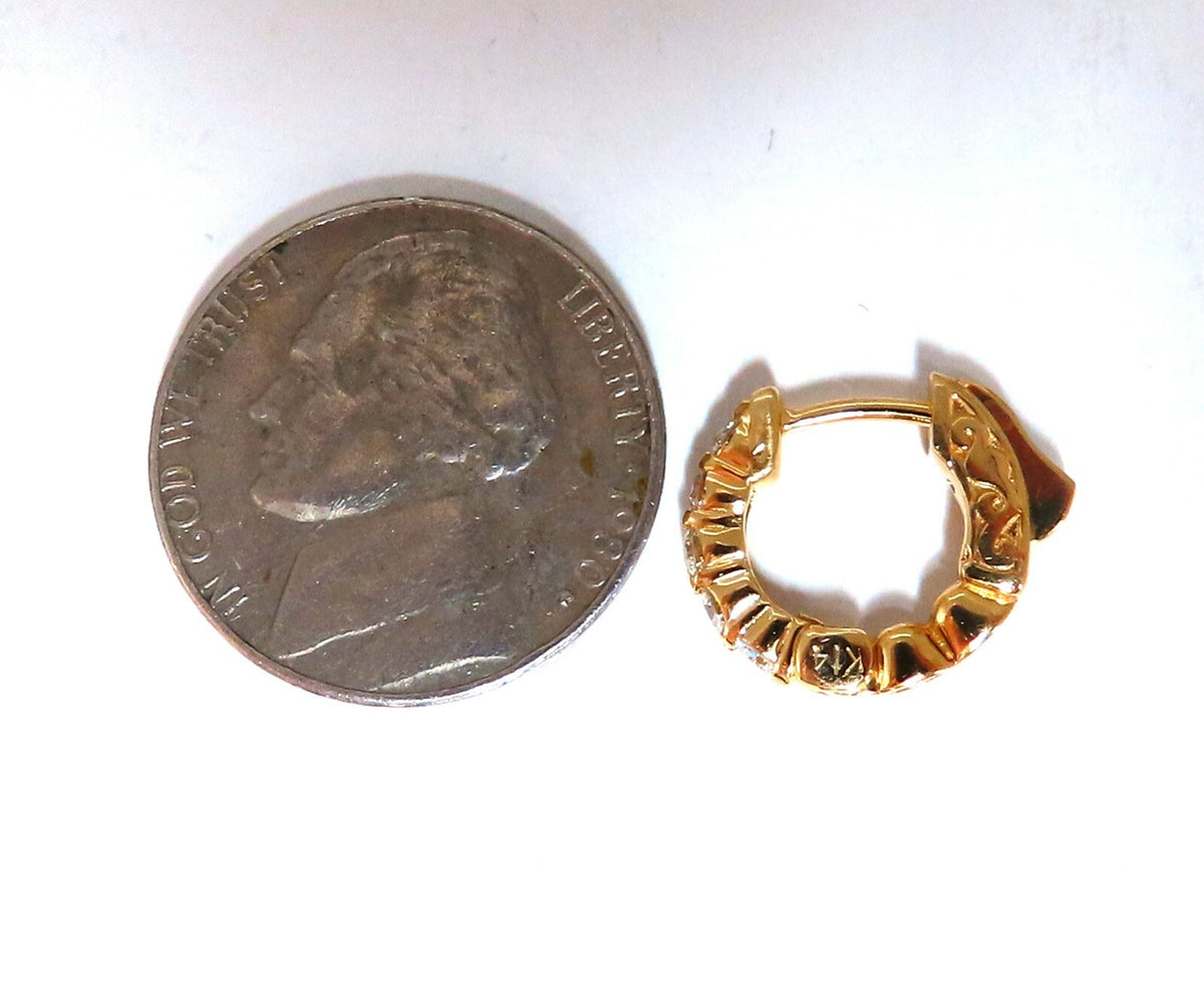 .50ct natural round diamonds inside out hoop earrings button 14 karat .5 inch *v