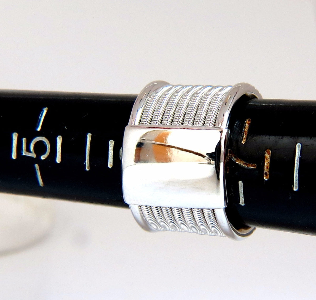 .50ct natural round bead set diamonds wide band 18kt coil wrap *v