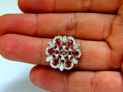 18kt Natural Fancy color Diamond Ruby Cocktail Cluster ring *v