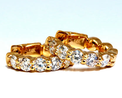 1.80ct Natural Round Diamond mini hoop earrings 14kt yellow gold Dime *v