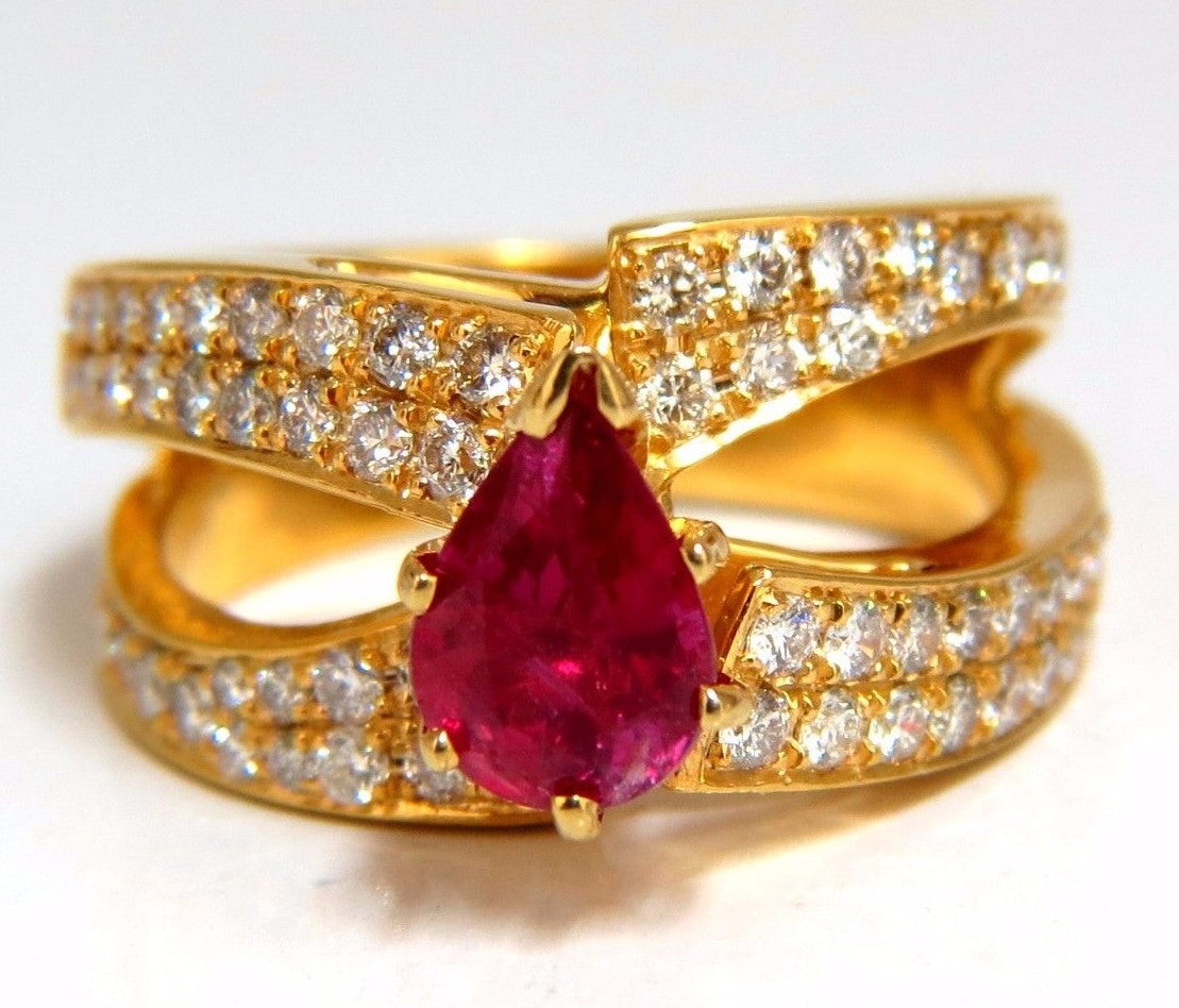 AIGS Certified 2.16ct Natural No Heat Ruby Diamonds ring 14kt SPlit Shank *v