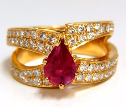 AIGS Certified 2.16ct Natural No Heat Ruby Diamonds ring 14kt SPlit Shank *v