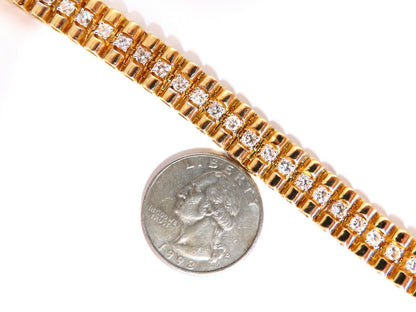 3.30ct natural round diamonds tubular wide bracelet 14 karat 9.4mm *v