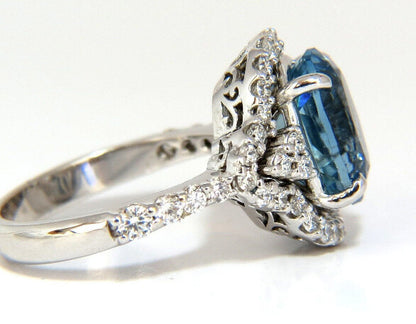 5.15ct natural prime aqua blue aquamarine diamonds ring 14kt *v