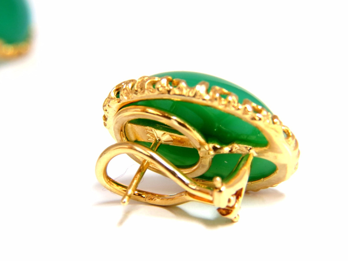 24ct Green Stone Earring Clips 14kt gold *v