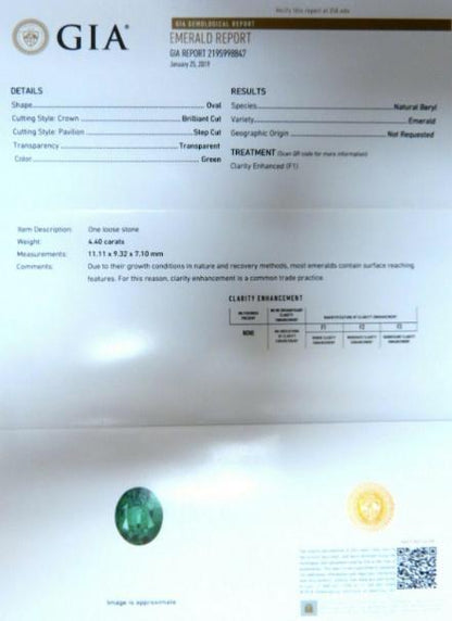 GIA Certified 4.40ct Natural Green Emerald Diamonds Ring 18kt Halo 12351 *v