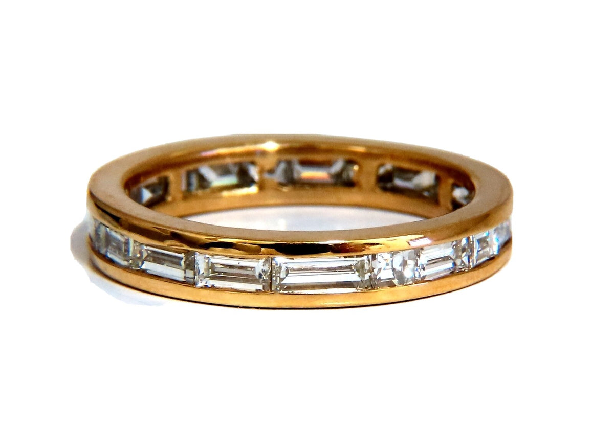 2.20ct. natural baguette diamonds eternity ring 14kt Gold 3.8mm size 8.5 *v