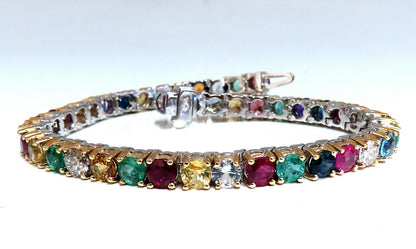 13.45Ct Natural Spinel Emerald Sapphire Ruby Amethyst Diamond Bracelet 14kt *v