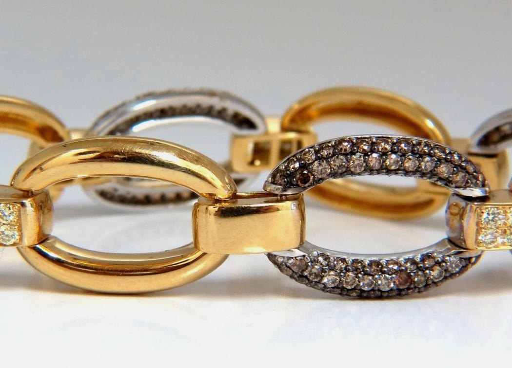 5.30ct natural fancy yellow & brown diamond link bracelet 14kt 12241 *v
