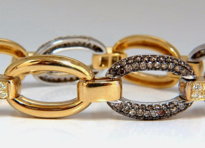 5.30ct natural fancy yellow & brown diamond link bracelet 14kt 12241 *v