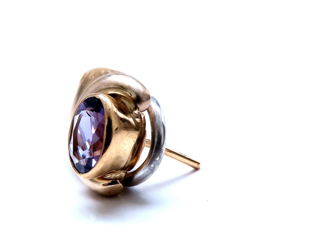 2ct natural oval purple amethyst clip earrings 18kt *v