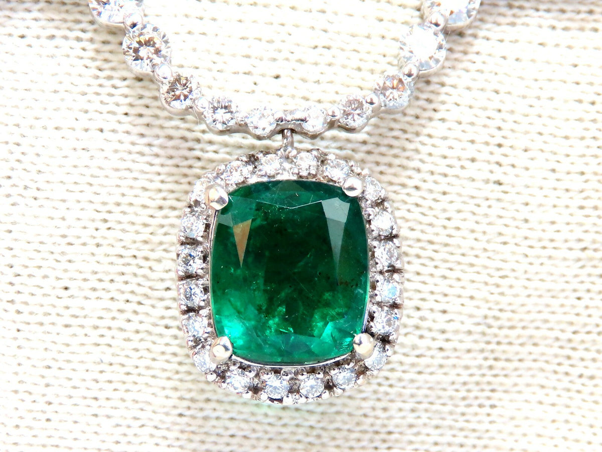 4.04ct Natural Emerald Diamonds Necklace 14kt Dangle *v